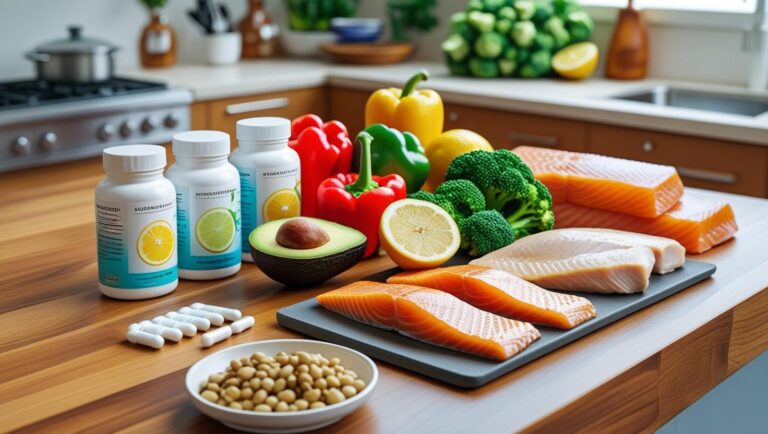 in cucina con cibi sani, super foods e integratori